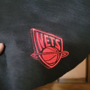 Vintage Black Fleece Scarf with Red Embroidered NETS Logo